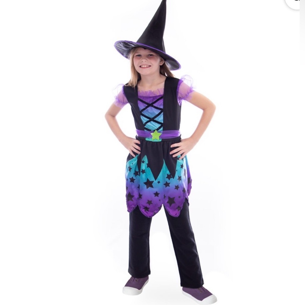Enchanting Witch Kids Halloween Costume - Purple and Black Size 10-12